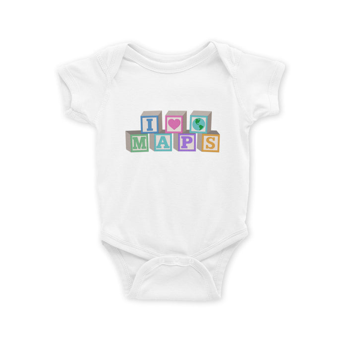 I Love Maps Baby Short-Sleeve Onesie