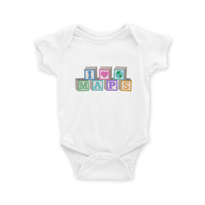 I Love Maps Baby Short-Sleeve Onesie