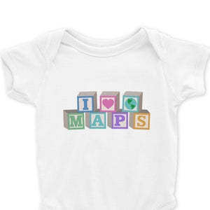 I Love Maps Baby Short-Sleeve Onesie
